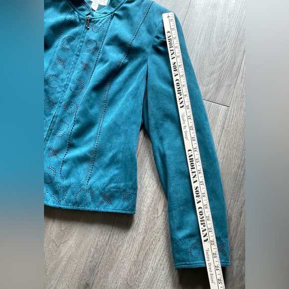Conrad C Collection Teal Cut Out Design Full Zip Long Sleeve Jacket Women’s 12 - Picture 9 of 9